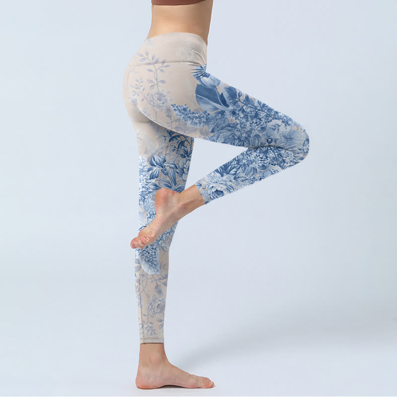Buddha Stones Rose Daisy Print Gym Leggings Women's Yoga Pants - image 4