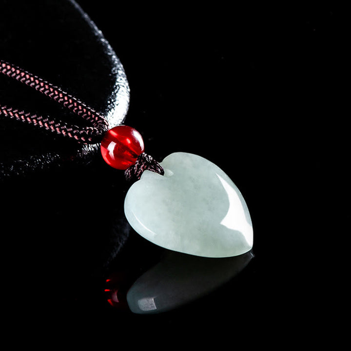 Buddha Stones Jade Heart Prosperity Necklace Pendant - image 7