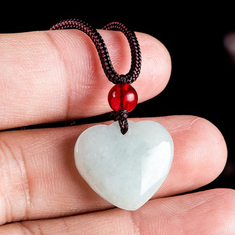 Buddha Stones Jade Heart Prosperity Necklace Pendant - image 3