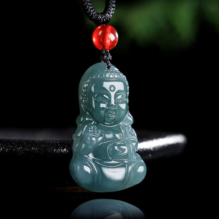 Buddha Stones Jade Baobao Buddha Prosperity Necklace Pendant - Jade - image 0