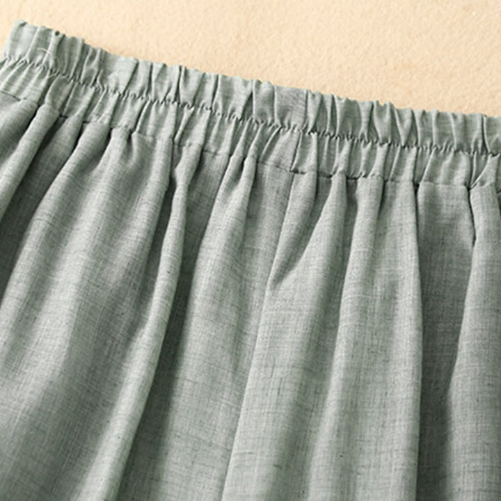 Buddha Stones Casual Plain Color Chinese Frog Button Cotton Linen Women's Wide Leg Pants - image 18