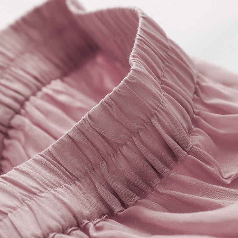 Buddha Stones Summer Embroidery Double Layer Cotton Linen Women's Wide Leg Pants With Pockets - image 10