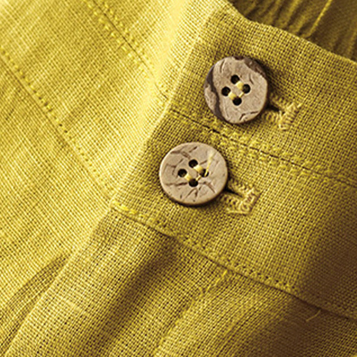 Buddha Stones Summer Casual Simple Zipper Design Linen Women's Wide Leg Pants With Pockets - image 52