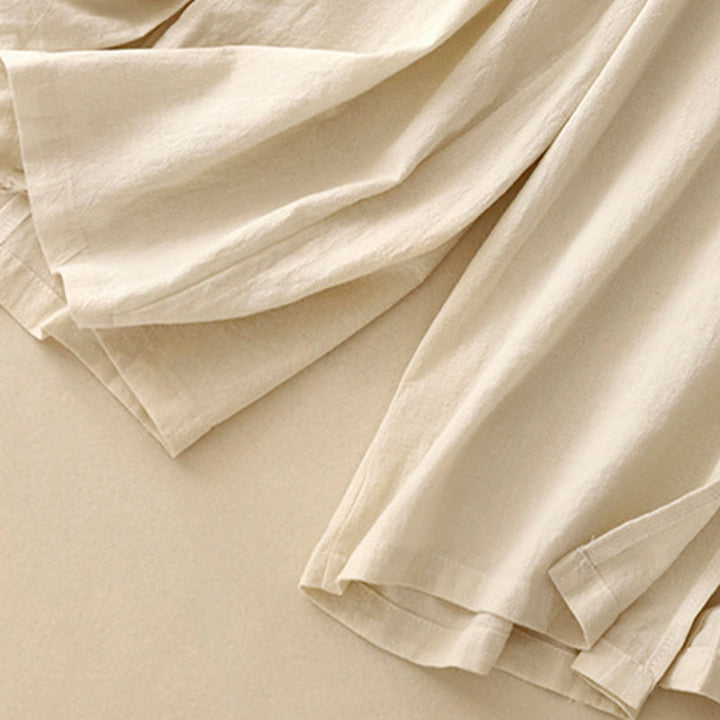 Buddha Stones Casual Simple Design Drawstring Split Cotton Linen Women's Wide Leg Pants With Pockets - image 12