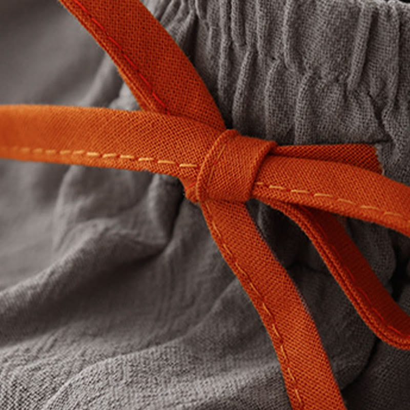 Buddha Stones Casual Simple Design Drawstring Split Cotton Linen Women's Wide Leg Pants With Pockets - image 17