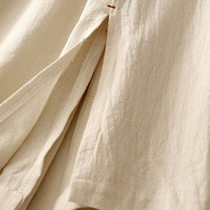 Buddha Stones Casual Simple Design Drawstring Split Cotton Linen Women's Wide Leg Pants With Pockets - image 13