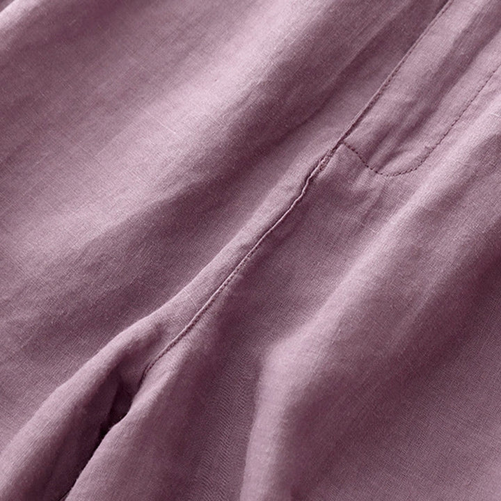 Buddha Stones Summer Casual Embroidery Flower Pleated Zipper Button Cotton Linen Women's Shorts With Pockets - image 10