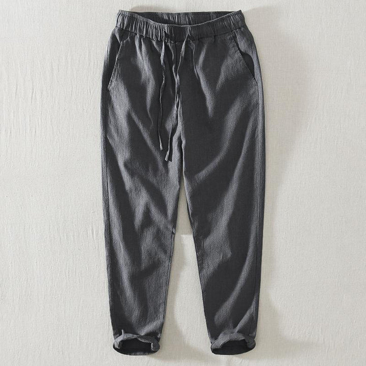 Buddha Stones Summer Casual Drawstring Ramie Linen Men's Pants With Pockets - SlateGray - US/UK/AU44，EU54 (4XL) - image 0
