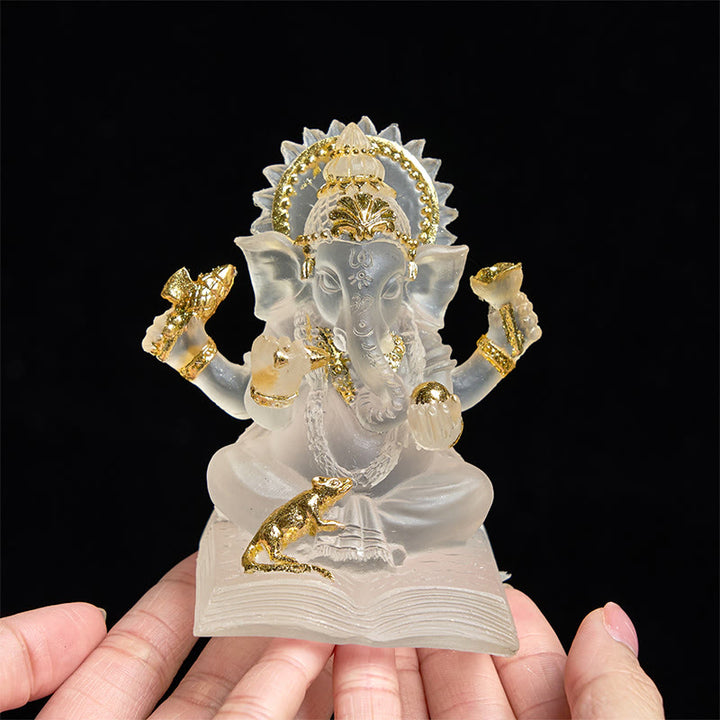 Buddha Stones Transparent White Ganesh Ganpati Elephant Statue Protection Home Resin Decoration - image 4