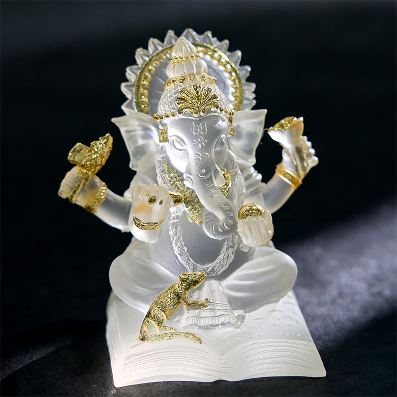 Buddha Stones Transparent White Ganesh Ganpati Elephant Statue Protection Home Resin Decoration - Transparent White - 6*6*9cm - image 0