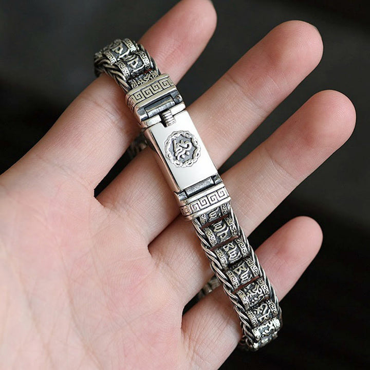 Buddha Stones Tibetan Copper Buckle Om Mani Padme Hum Peace Metal Bracelet - image 10