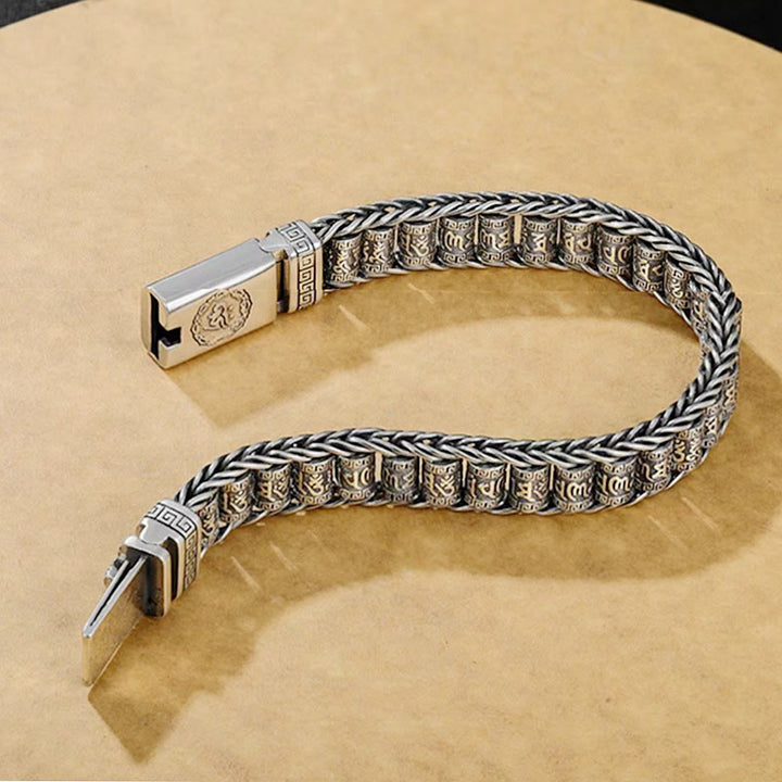 Buddha Stones Tibetan Copper Buckle Om Mani Padme Hum Peace Metal Bracelet - image 3