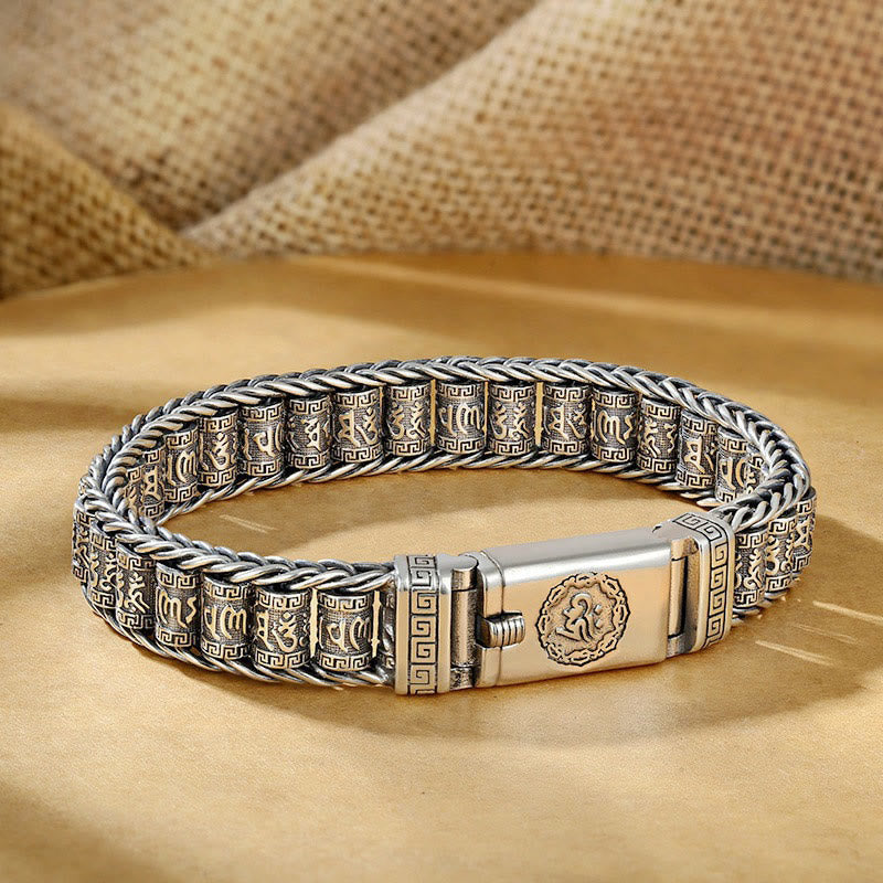 Buddha Stones Tibetan Copper Buckle Om Mani Padme Hum Peace Metal Bracelet - image 8