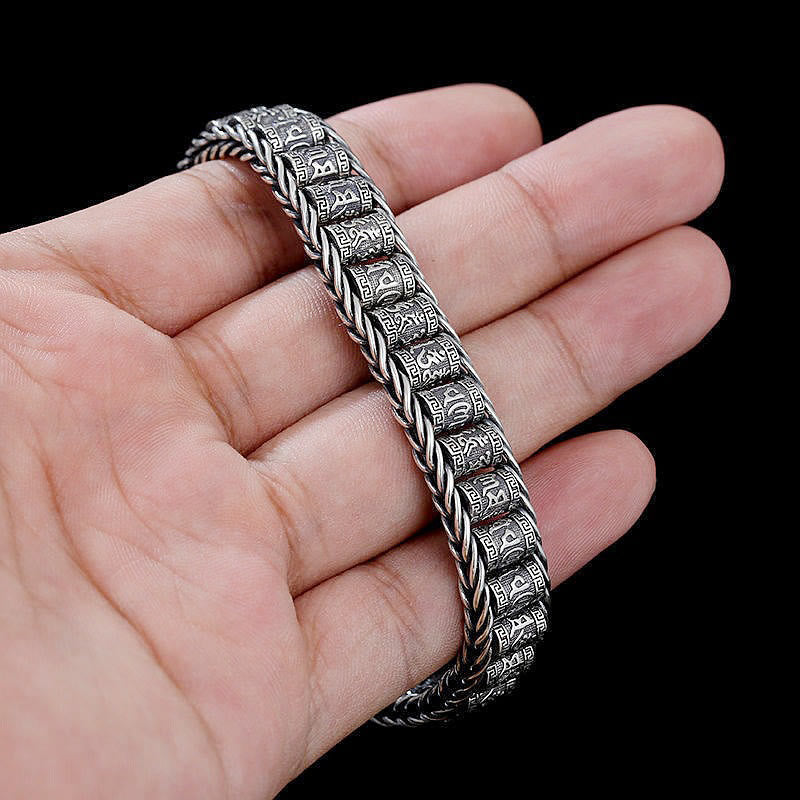 Buddha Stones Tibetan Copper Buckle Om Mani Padme Hum Peace Metal Bracelet - image 11