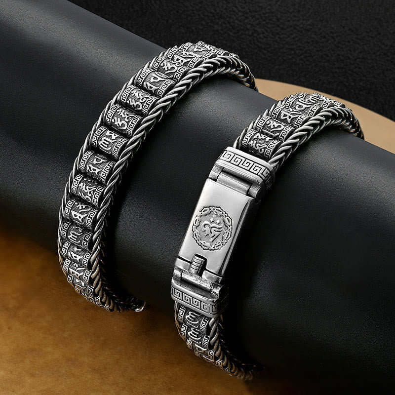 Buddha Stones Tibetan Copper Buckle Om Mani Padme Hum Peace Metal Bracelet - image 9