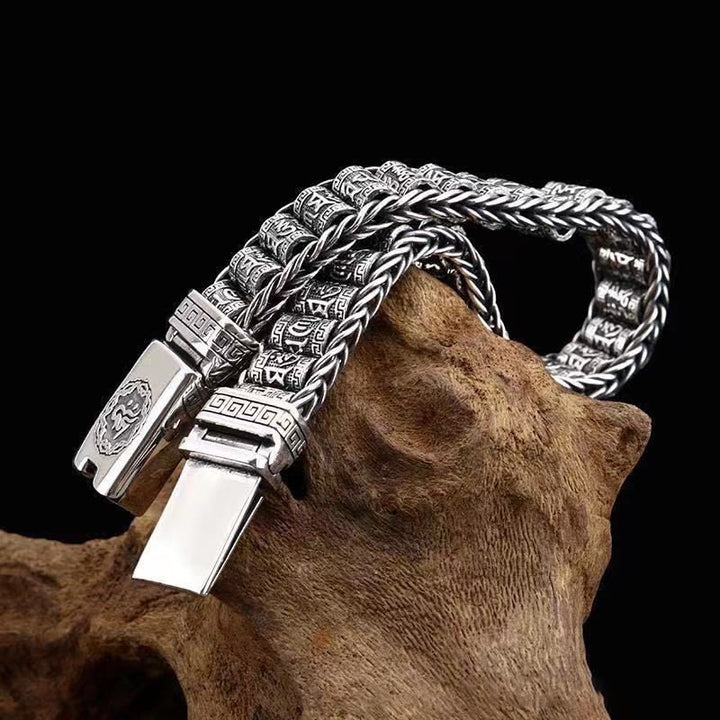 Buddha Stones Tibetan Copper Buckle Om Mani Padme Hum Peace Metal Bracelet - image 12