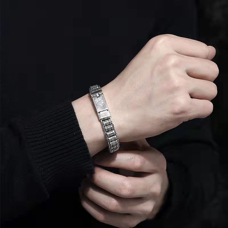 Buddha Stones Tibetan Copper Buckle Om Mani Padme Hum Peace Metal Bracelet - image 4