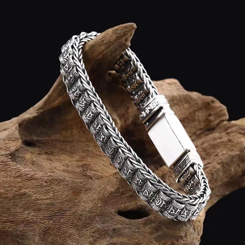 Buddha Stones Tibetan Copper Buckle Om Mani Padme Hum Peace Metal Bracelet - image 2