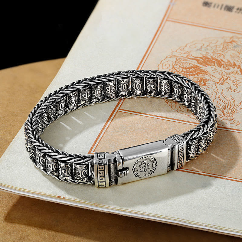 Buddha Stones Tibetan Copper Buckle Om Mani Padme Hum Peace Metal Bracelet - image 1