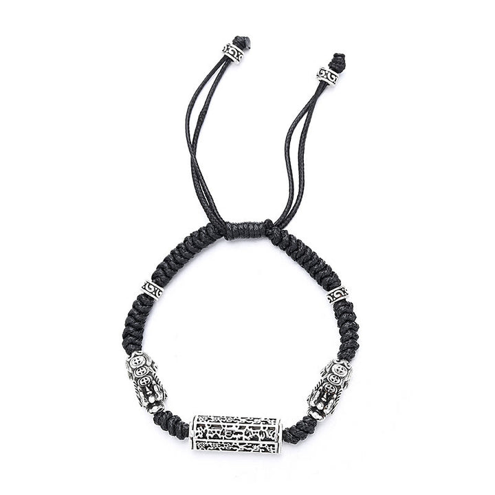 Buddha Stones Tibetan Black String Copper Om Mani Padme Hum Pixiu Protection Braided Bracelet - image 9