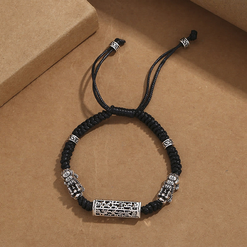 Buddha Stones Tibetan Black String Copper Om Mani Padme Hum Pixiu Protection Braided Bracelet - image 2