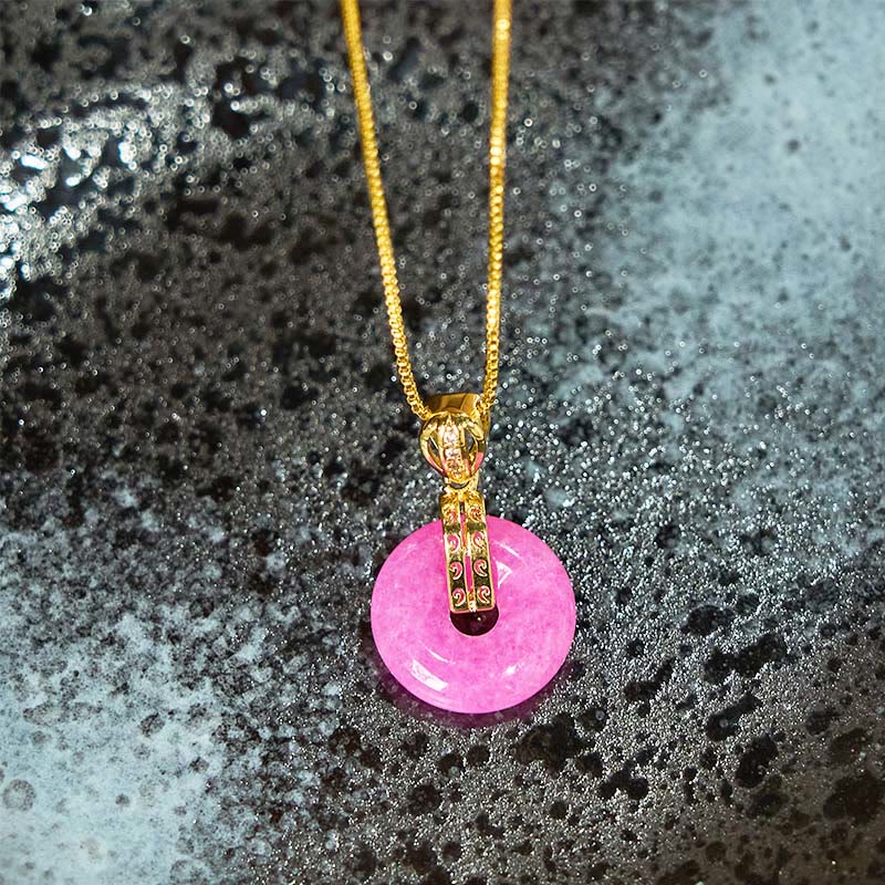 Buddha Stones Purple Jade Peace Buckle Happiness Necklace Pendant - image 3