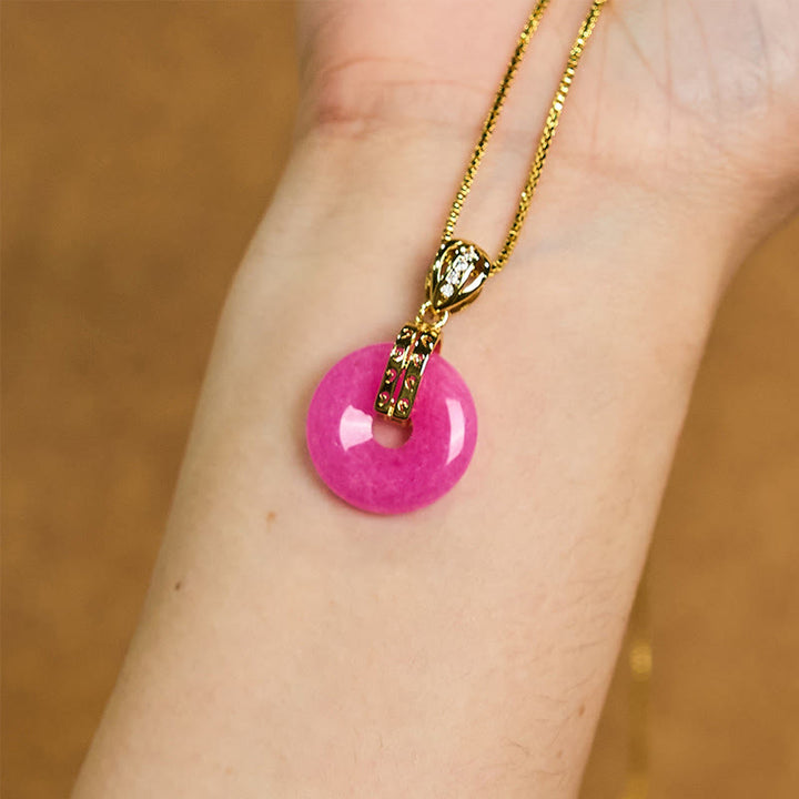 Buddha Stones Purple Jade Peace Buckle Happiness Necklace Pendant - image 4