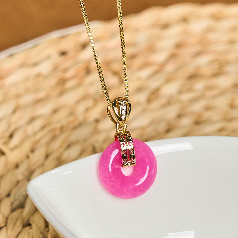 Buddha Stones Purple Jade Peace Buckle Happiness Necklace Pendant - image 2