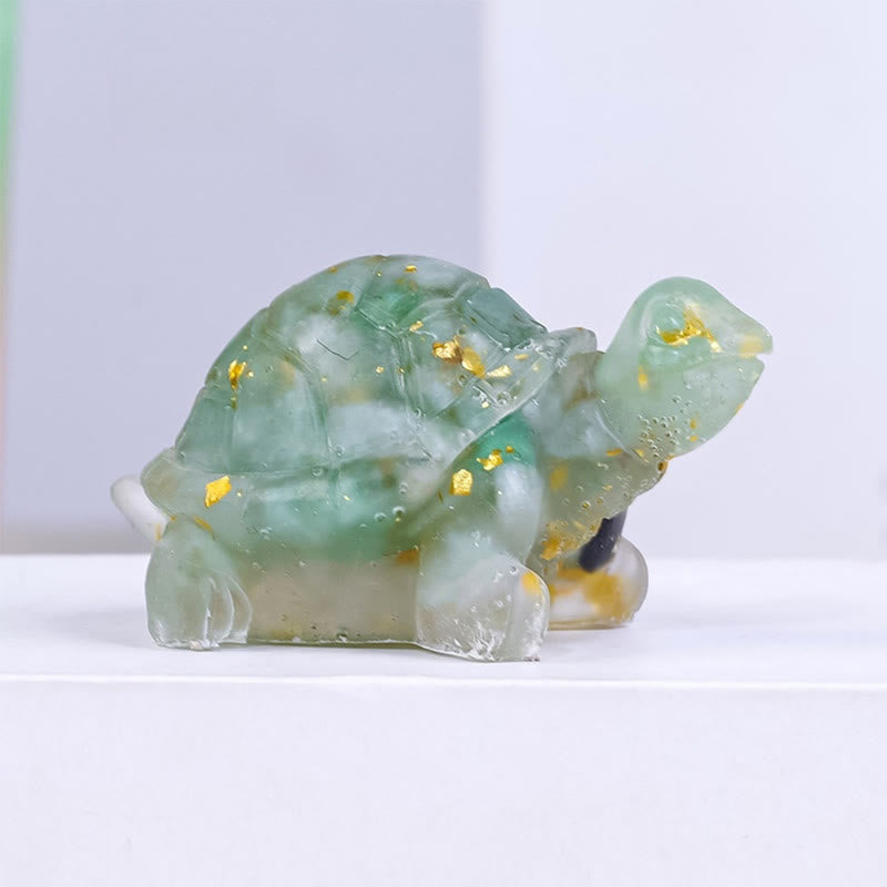 Buddha Stones Natural Crystal Gravel Drip Resin Small Turtle Decoration Statue - Green Aventurine(27*50mm) - image 6