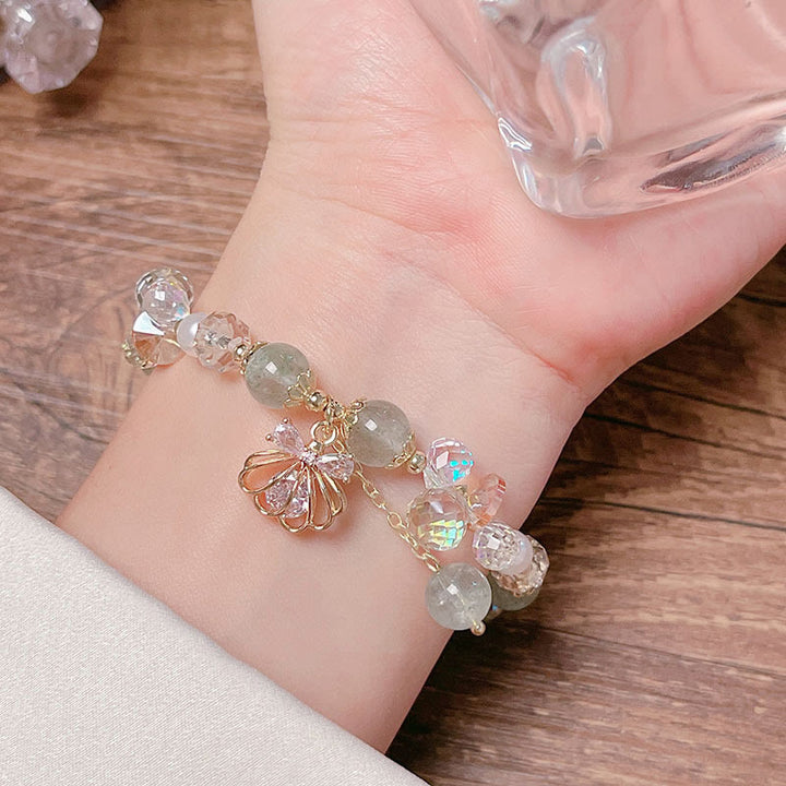 Buddha Stones Natural Strawberry Quartz Pearl Shell Positive Bracelet - image 20