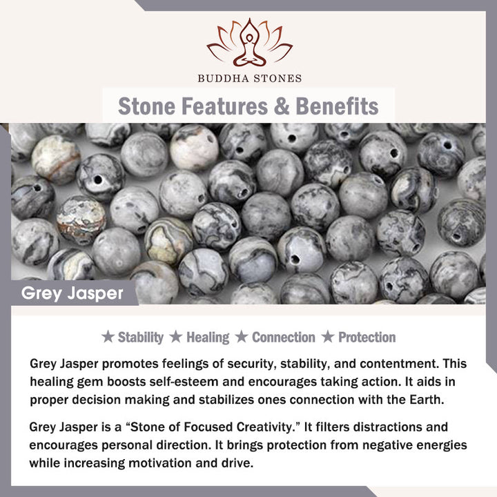 Buddha Stones Natural Sodalite Grey Jasper Om Mani Padme Hum Harmony Bracelet - image 11