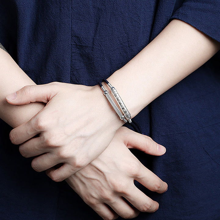 Buddha Stones Dragon Knot Sterling Silver Om Mani Padme Hum Double Hand Woven Bracelet - image 11