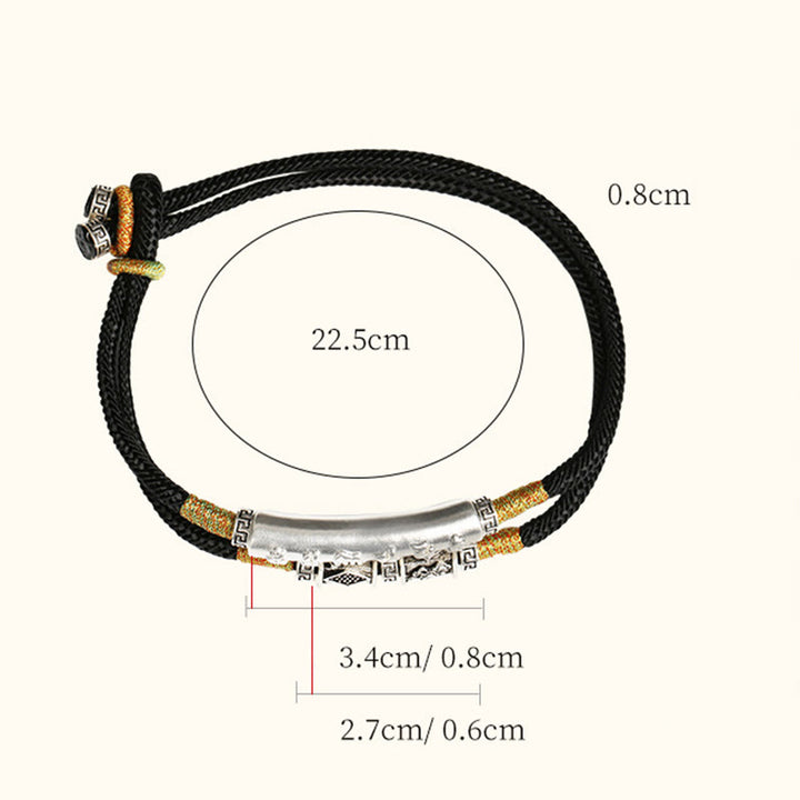 Buddha Stones Dragon Knot Sterling Silver Om Mani Padme Hum Double Hand Woven Bracelet - image 4