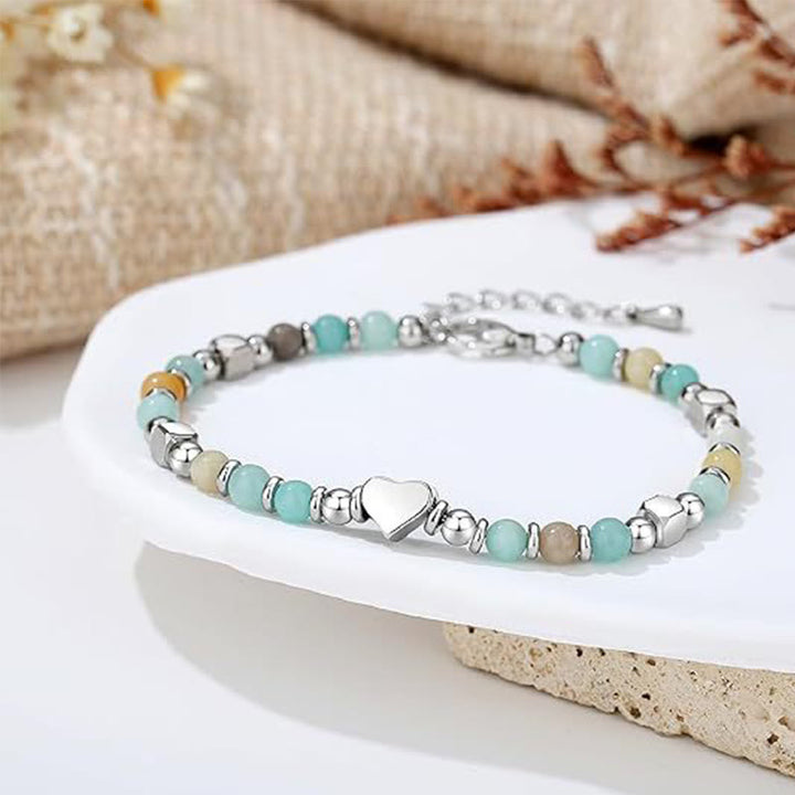 Buddha Stones Natural Stone Amazonite Amethyst Lazurite Lapis Lazuli Rose Quartz Heart Positive Balance Bracelet - image 7