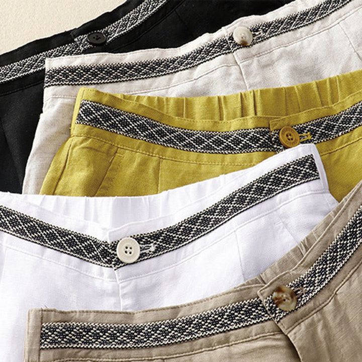 Buddha Stones Summer Plain Color 7-8 Length Cotton Linen Women's Wide Leg Pants With Pockets Zipper - image 23