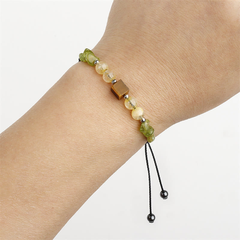 Buddha Stones Find Your Joy Peridot Citrine Tiger Eye Peace Rope Bracelet - image 7