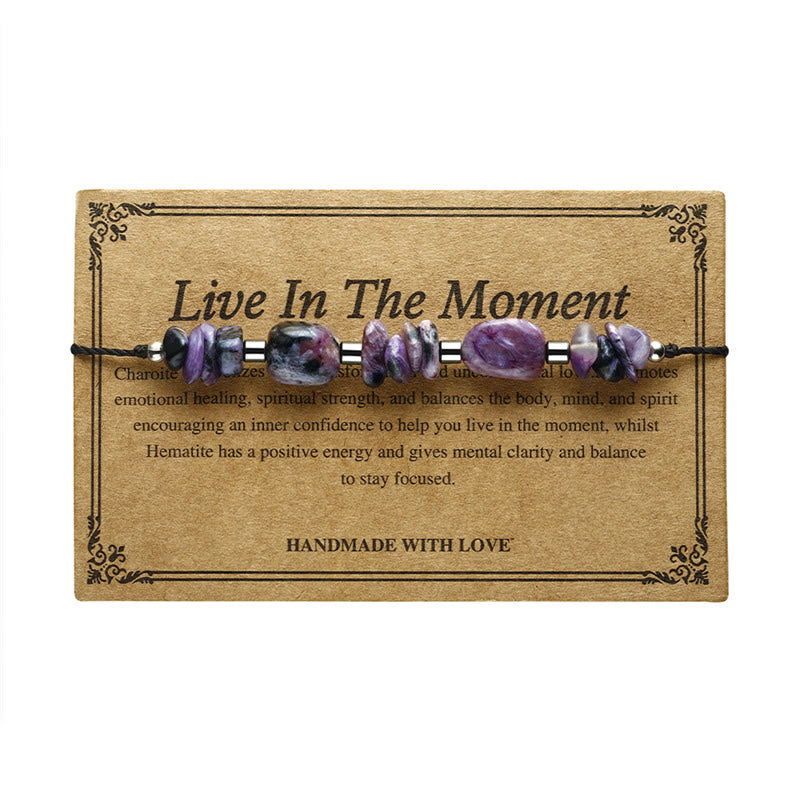 Buddha Stones Live In The Moment Charoite Hematite Powerful Bracelet - image 10