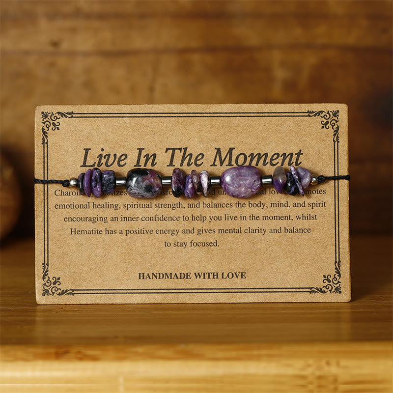 Buddha Stones Live In The Moment Charoite Hematite Powerful Bracelet - image 1