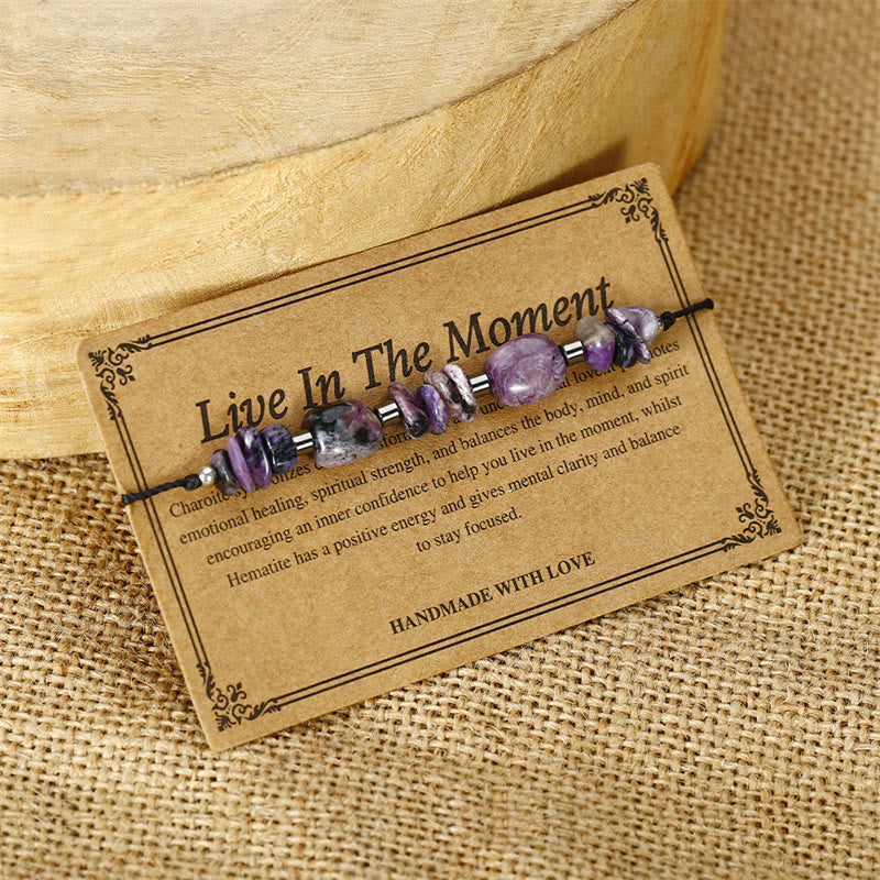 Buddha Stones Live In The Moment Charoite Hematite Powerful Bracelet - image 2