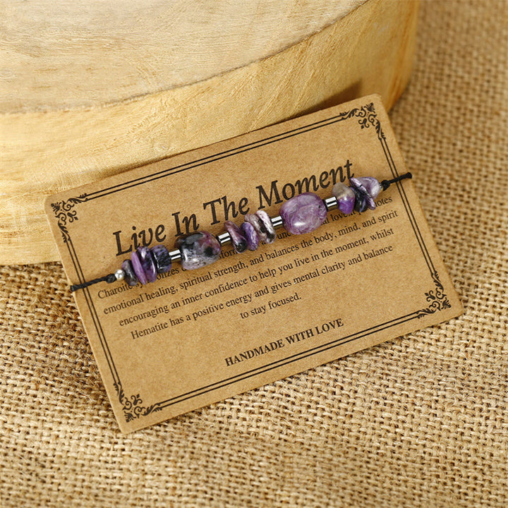Buddha Stones Live In The Moment Charoite Hematite Powerful Bracelet - image 2