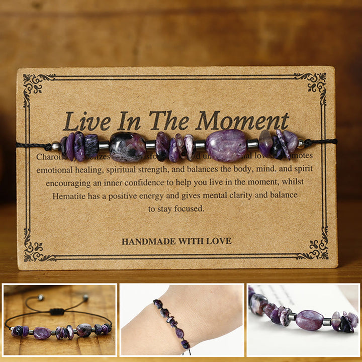Buddha Stones Live In The Moment Charoite Hematite Powerful Bracelet - Live In The Moment(Wrist Circumference 14-24cm) - image 0