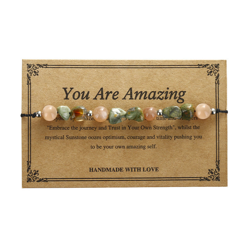 Buddha Stones You Are Amazing Rhyolite Sun Stone Positive Bracelet - image 12