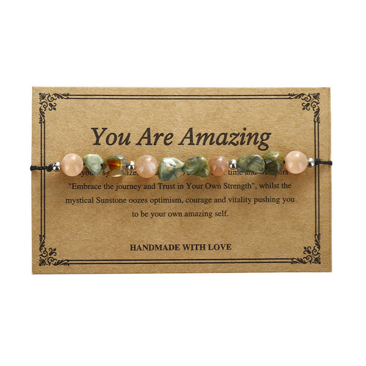 Buddha Stones You Are Amazing Rhyolite Sun Stone Positive Bracelet - image 12
