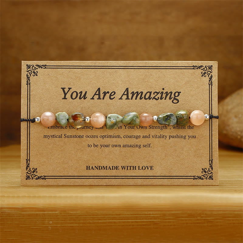 Buddha Stones You Are Amazing Rhyolite Sun Stone Positive Bracelet - image 1