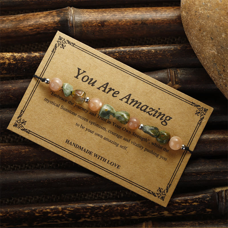 Buddha Stones You Are Amazing Rhyolite Sun Stone Positive Bracelet - image 3
