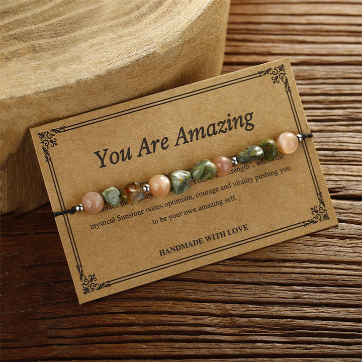 Buddha Stones You Are Amazing Rhyolite Sun Stone Positive Bracelet - image 2