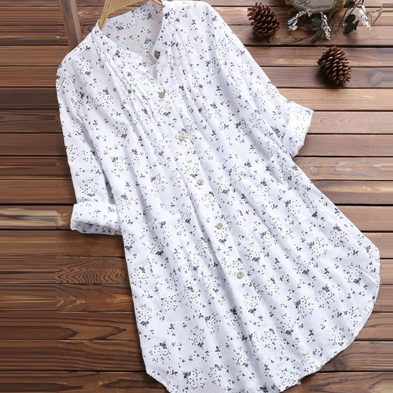 Buddha Stones Florals Buttons Long Sleeve Women's Shirt - White - US8-10，UK/AU12-14，EU40-42 (2XL) - image 0