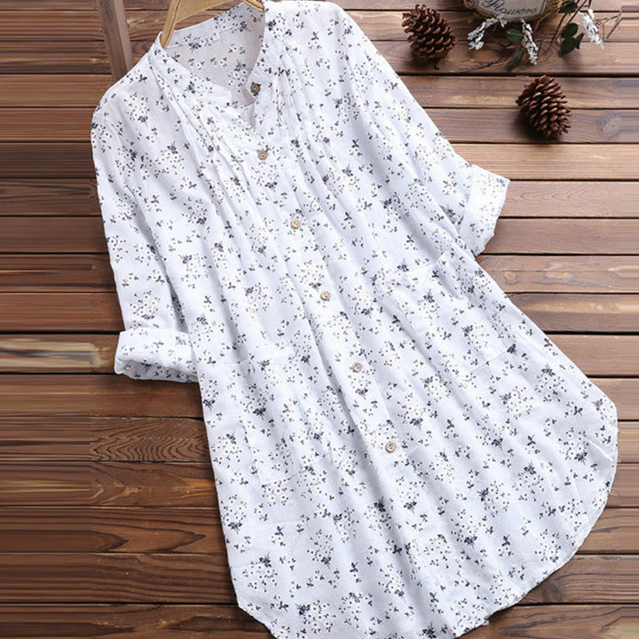 Buddha Stones Florals Buttons Long Sleeve Women's Shirt - White - US8-10，UK/AU12-14，EU40-42 (2XL) - image 0