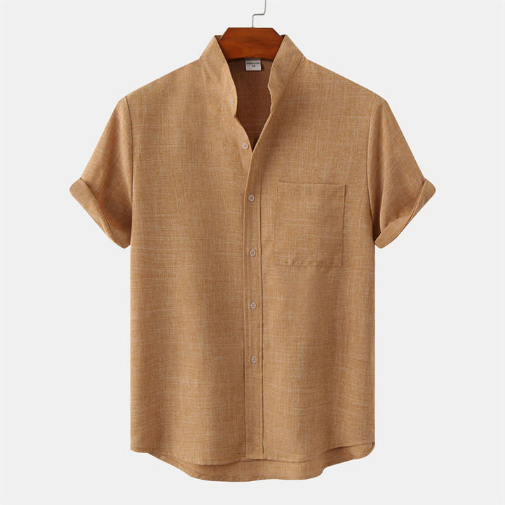 Buddha Stones Summer Men's Button Plain Short Sleeve Cotton Shirt With Pocket - SandyBrown - US/UK/AU42，EU52 (3XL) - image 21