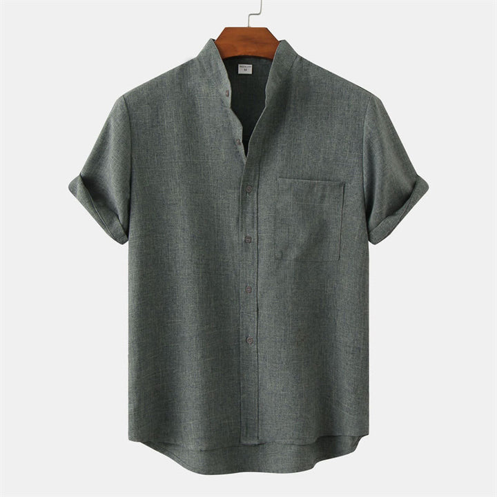 Buddha Stones Summer Men's Button Plain Short Sleeve Cotton Shirt With Pocket - MediumAquamarine - US/UK/AU42，EU52 (3XL) - image 28